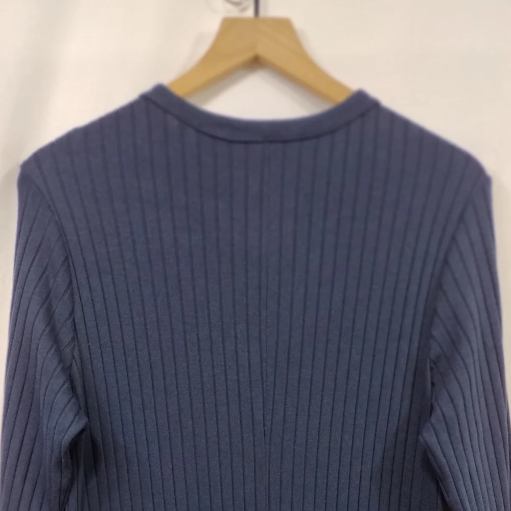 Old Navy Fitted Rib-Knit Midi Button-Front Dress Womens XL Blue Retro Minimalist - Picture 7 of 9